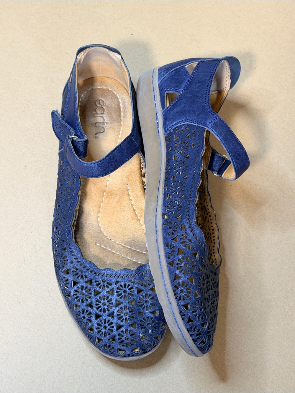 Earth Spirit Blue Mary Jane Casual Shoes Adjustable Strap Faux Leather Womens 9. - Picture 4 of 8